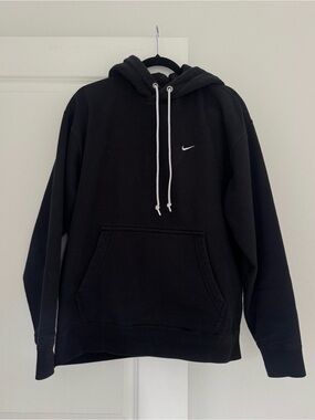 Nike men’s black & white swoosh hoodie hooded sweatshirt sweater Medium Tall